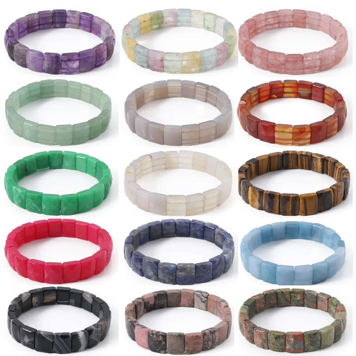 Natural Crystal quartz Stone Square Bracelets Handmade Reiki Healing Meditation Bangles Elastic Rope FengShui Couple Jewelry
Natural Crystal quartz Stone Square Bracelets Handmade Reiki Healing Meditation Bangles Elastic Rope FengShui Couple Jewelry