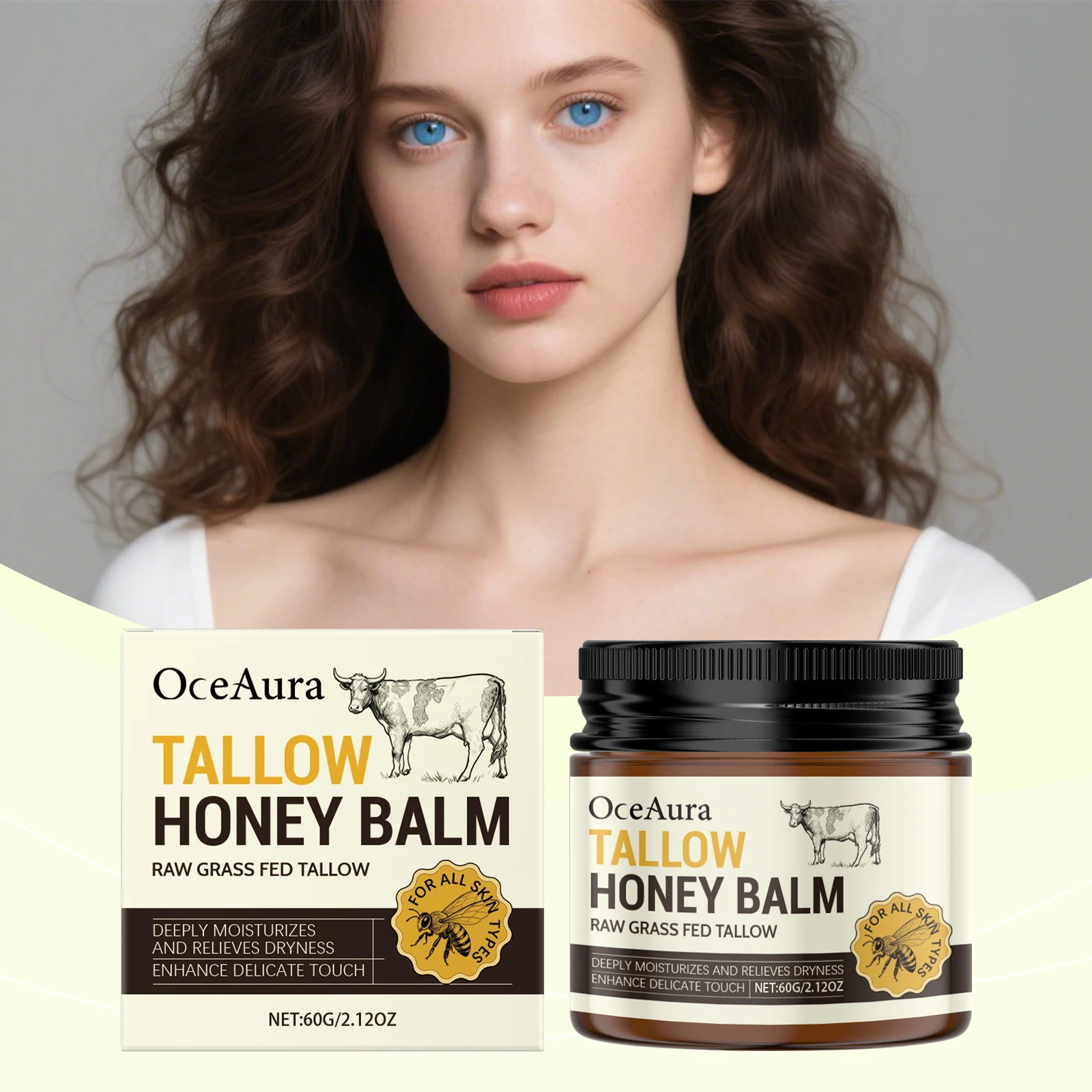 Beef Tallow & Honey Moisturizing Cream - Nourishes Hydrates Brightens Softens Skin High Moisturization Protects Sensitive Skin
Beef Tallow & Honey Moisturizing Cream - Nourishes Hydrates Brightens Softens Skin High Moisturization Protects Sensitive Skin