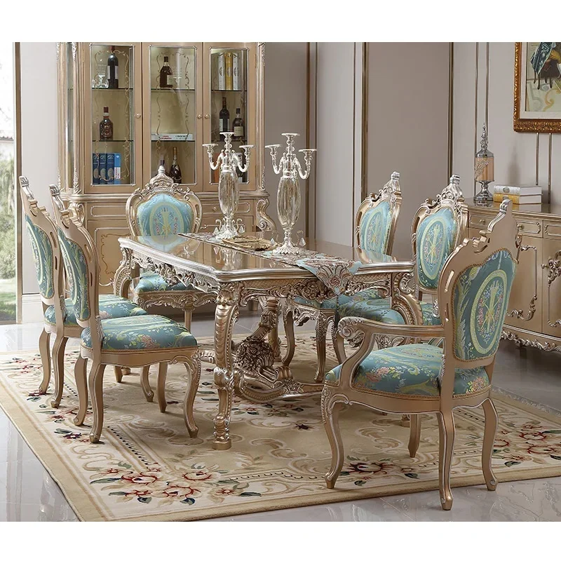 Court French furniture European luxury solid wood villa dining table and chair living room carved sofa and chair decoration
Court French furniture European luxury solid wood villa dining table and chair living room carved sofa and chair decoration