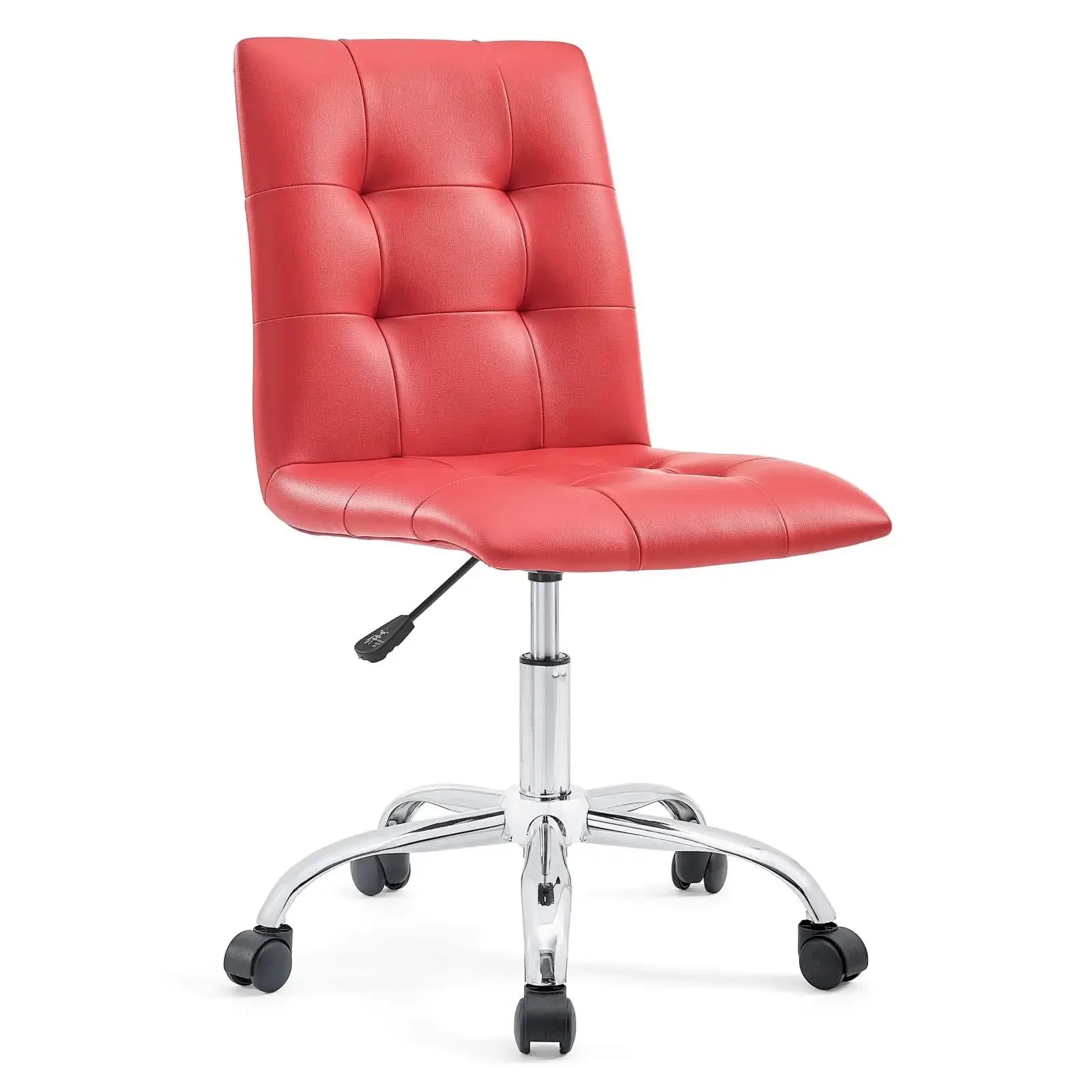 Red Tufted Armless Mid Back Swivel Office Chair With Chrome Base
Red Tufted Armless Mid Back Swivel Office Chair With Chrome Base