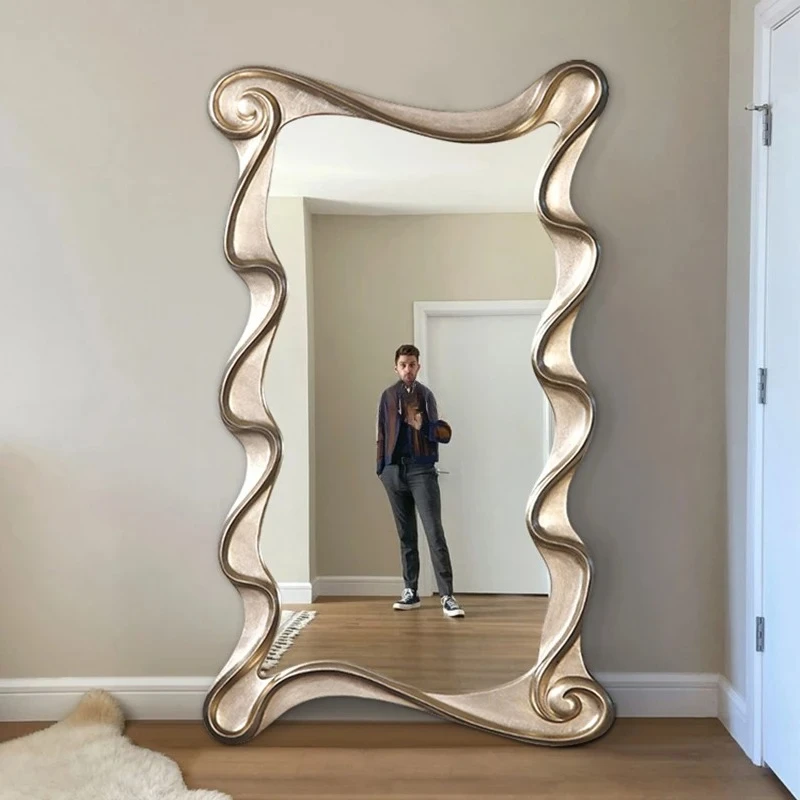 Mirror Full-Length Girls' Bedroom Cloakroom Floor Mirror American Creative Wave Wall-Mounted
Mirror Full-Length Girls' Bedroom Cloakroom Floor Mirror American Creative Wave Wall-Mounted