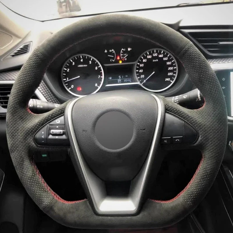 Alcantara Steering Wheel Cover Real Leather Red Thread Hand Sewing Car Accessoires for Nissan MAXIMA 2016-2021 LANNIA 2015-2018
Alcantara Steering Wheel Cover Real Leather Red Thread Hand Sewing Car Accessoires for Nissan MAXIMA 2016-2021 LANNIA 2015-2018