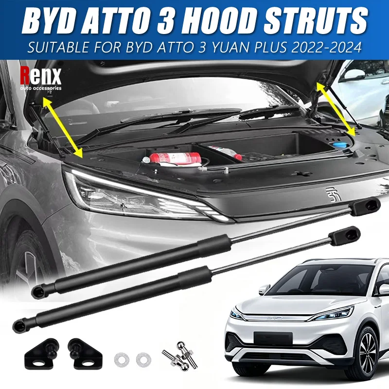 Hood Hydraulic Lift Supports Gas Struts Bonnet Shocks Springs For BYD Atto3 YUAN Plus 22-25+ Front Dampers Replacement 2Pcs Set
Hood Hydraulic Lift Supports Gas Struts Bonnet Shocks Springs For BYD Atto3 YUAN Plus 22-25+ Front Dampers Replacement 2Pcs Set