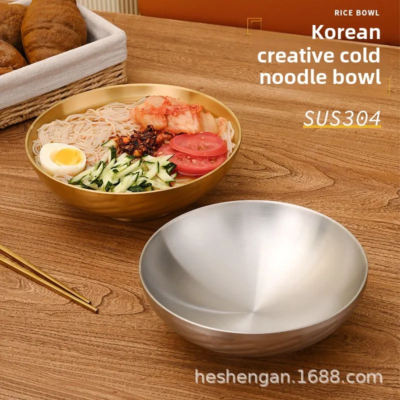 Корейская миска для холодной лапши из нержавеющей стали 304, двухслойный порошок улитки золотого лапши быстрого приготовления, суп Малатантанг, смешивание лапши
Корейская миска для холодной лапши из нержавеющей стали 304, двухслойный порошок улитки золотого лапши быстрого приготовления, суп Малатантанг, смешивание лапши