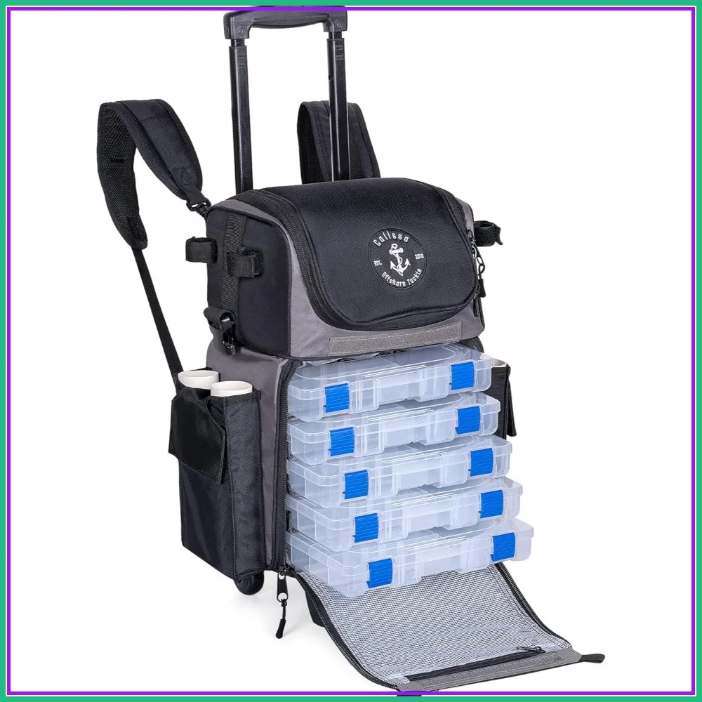 Waterproof Rolling Fishing Tackle Box with Wheels and Rod Holders, Portable Storage Bag for Outdoor Anglers
Waterproof Rolling Fishing Tackle Box with Wheels and Rod Holders, Portable Storage Bag for Outdoor Anglers