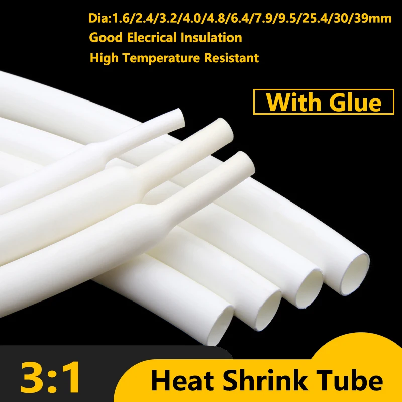 1~20M 3:1 White Heat Shrink Tube Glue 1.6/2.4/3.2/4.0/4.8/6.4/7.9/9.5/25.4/30/39mm Cable Repair Cover Case Thermoresistant tube
1~20M 3:1 White Heat Shrink Tube Glue 1.6/2.4/3.2/4.0/4.8/6.4/7.9/9.5/25.4/30/39mm Cable Repair Cover Case Thermoresistant tube