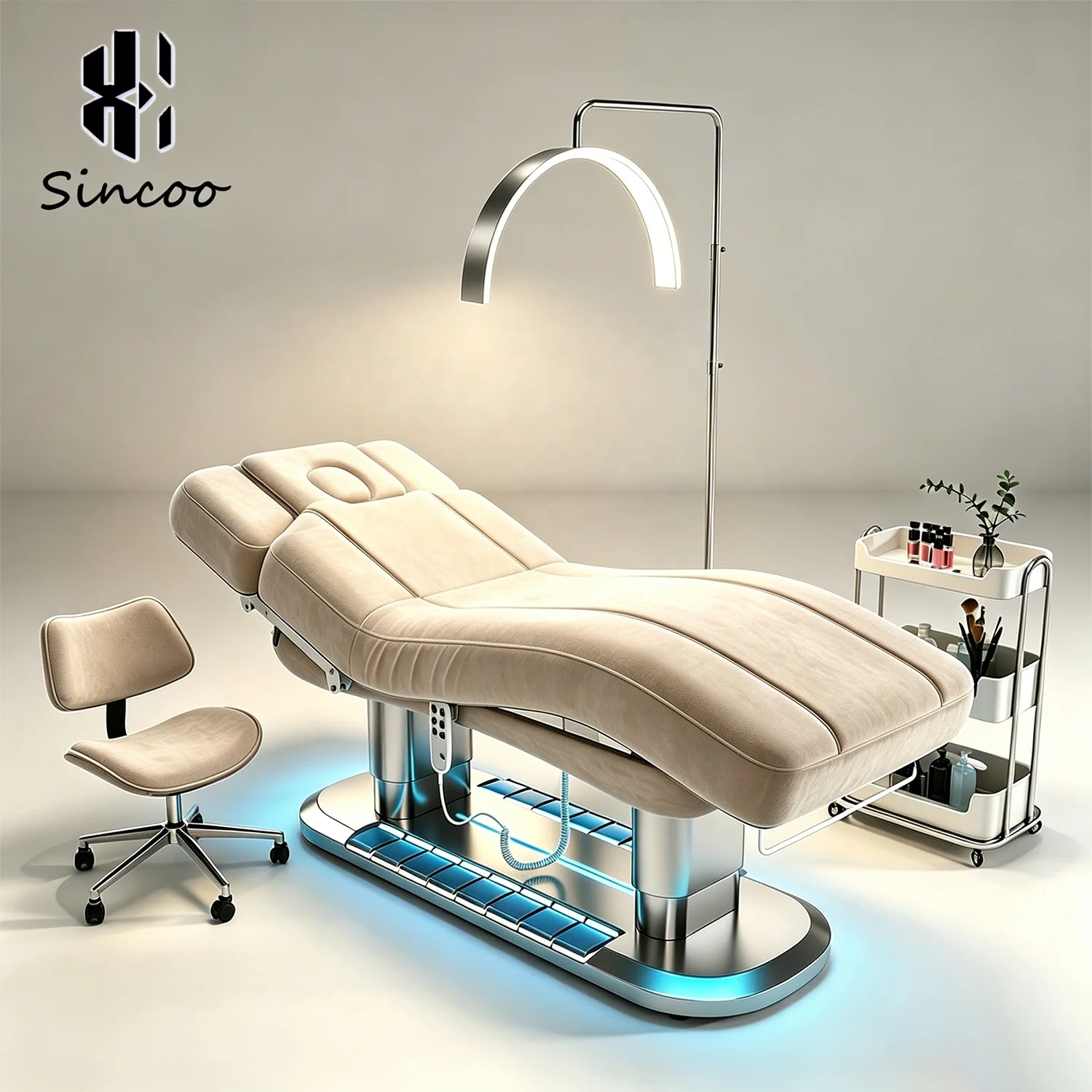 Manufacturer Velvet Beauty Spa Bed Gold Stainless Steel Base with Foot Control 4 Motor Electric Eyelashes Facial Massage Bed
Manufacturer Velvet Beauty Spa Bed Gold Stainless Steel Base with Foot Control 4 Motor Electric Eyelashes Facial Massage Bed