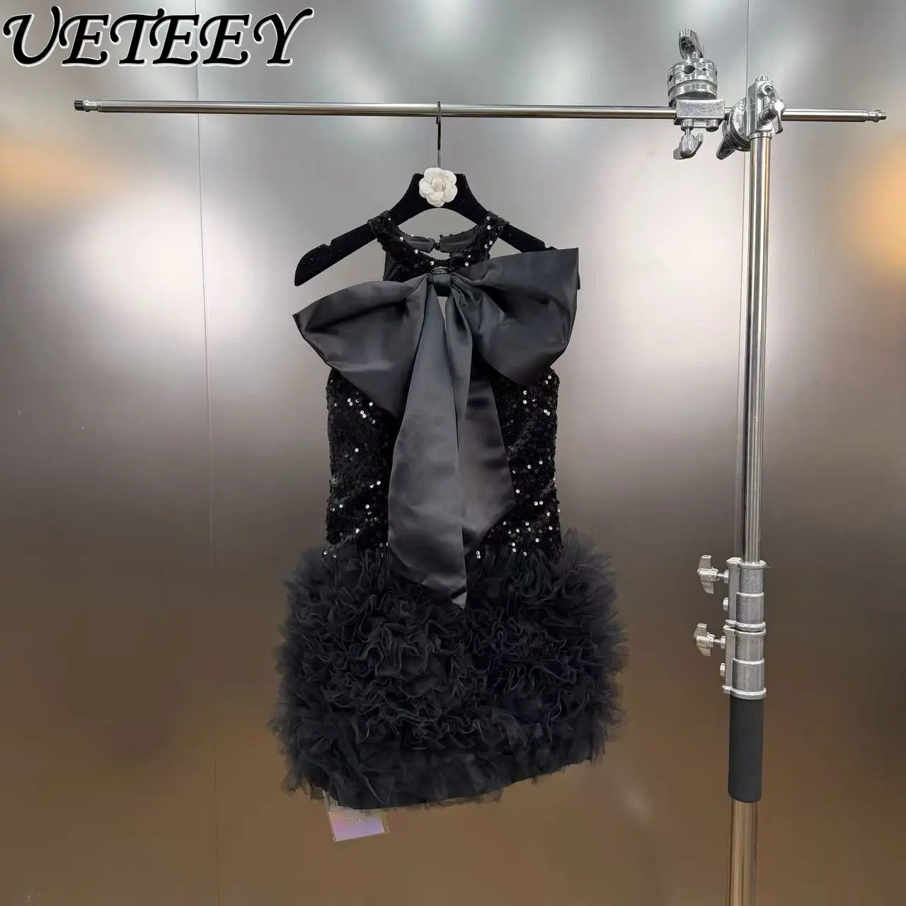 Black 2026 Spring Mesh Patchwork Sequin Halter Sexy Dress Elegant High Waist Slimming Puffy Bowknot Party Gown Short Dresses
Black 2026 Spring Mesh Patchwork Sequin Halter Sexy Dress Elegant High Waist Slimming Puffy Bowknot Party Gown Short Dresses