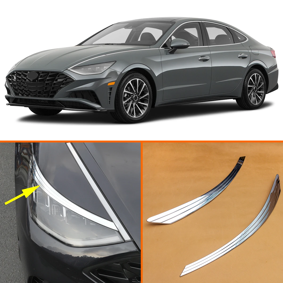 2Pcs Car Headlight Eyebrow Eyelid Cover Trim Strips ABS Chrome Carbon Fiber FOR Hyundai Sonata 2020 2021 2022 2023
2Pcs Car Headlight Eyebrow Eyelid Cover Trim Strips ABS Chrome Carbon Fiber FOR Hyundai Sonata 2020 2021 2022 2023