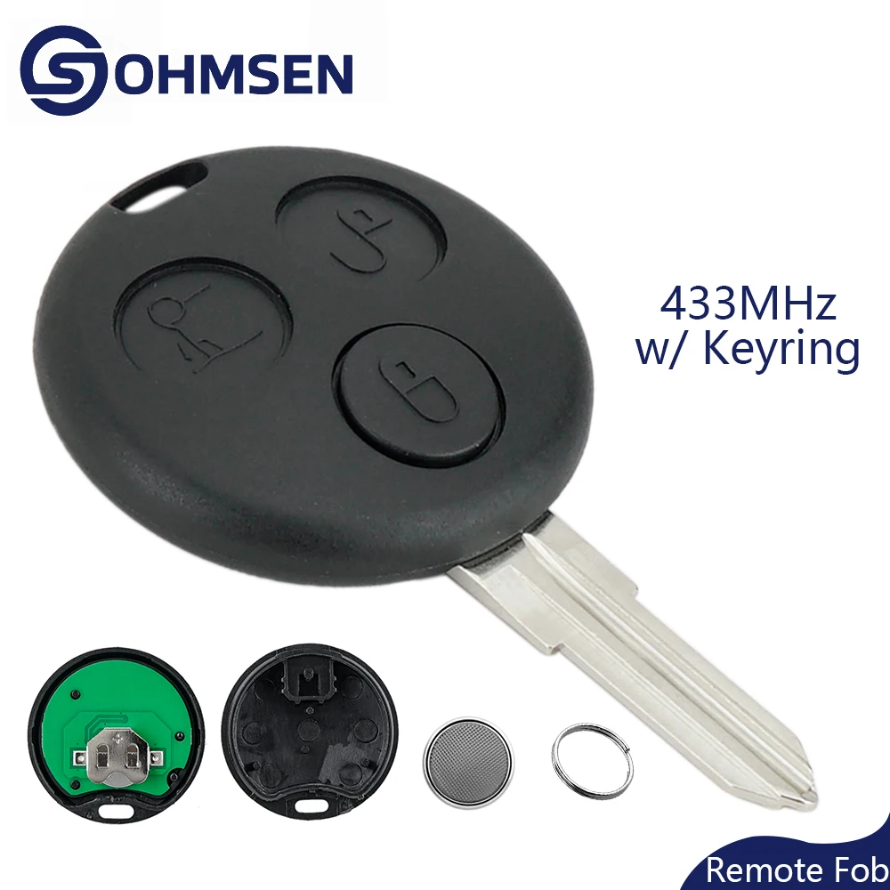 OHMSEN 433MHz 3 Button Remote Key Fob for Smart Car City Roadster Fortwo Forfour Coupe
OHMSEN 433MHz 3 Button Remote Key Fob for Smart Car City Roadster Fortwo Forfour Coupe