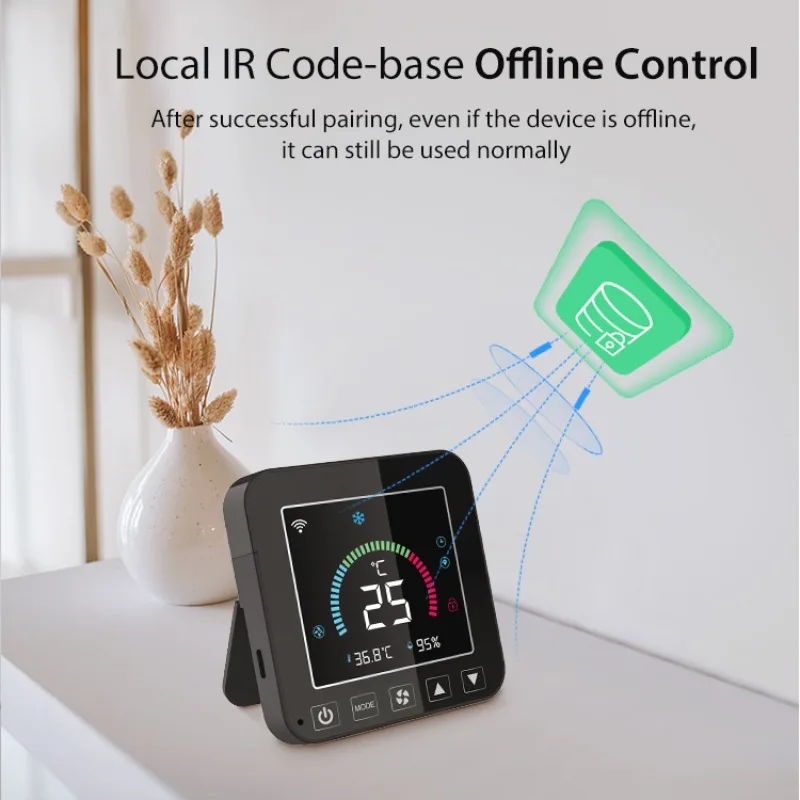 Tuya Smart WiFi IR Air Conditioner Thermostat Intelligent Linkaged With Temperature Sensor Via Alexa Google Home Smart life App
Tuya Smart WiFi IR Air Conditioner Thermostat Intelligent Linkaged With Temperature Sensor Via Alexa Google Home Smart life App
