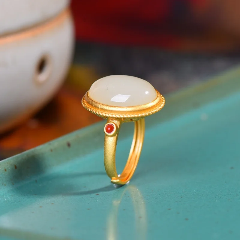 Silver Inlaid Hetian White Jade Surface With Red Agate Style Finger Ring
Silver Inlaid Hetian White Jade Surface With Red Agate Style Finger Ring