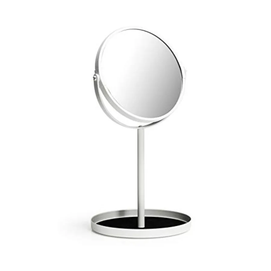 Makeup Mirror Dual Sided Vanity Mirror, 1X and 5X Magnification, 360 Swivel Round Mirror, Tabletop Mounting, No Light, White
Makeup Mirror Dual Sided Vanity Mirror, 1X and 5X Magnification, 360 Swivel Round Mirror, Tabletop Mounting, No Light, White