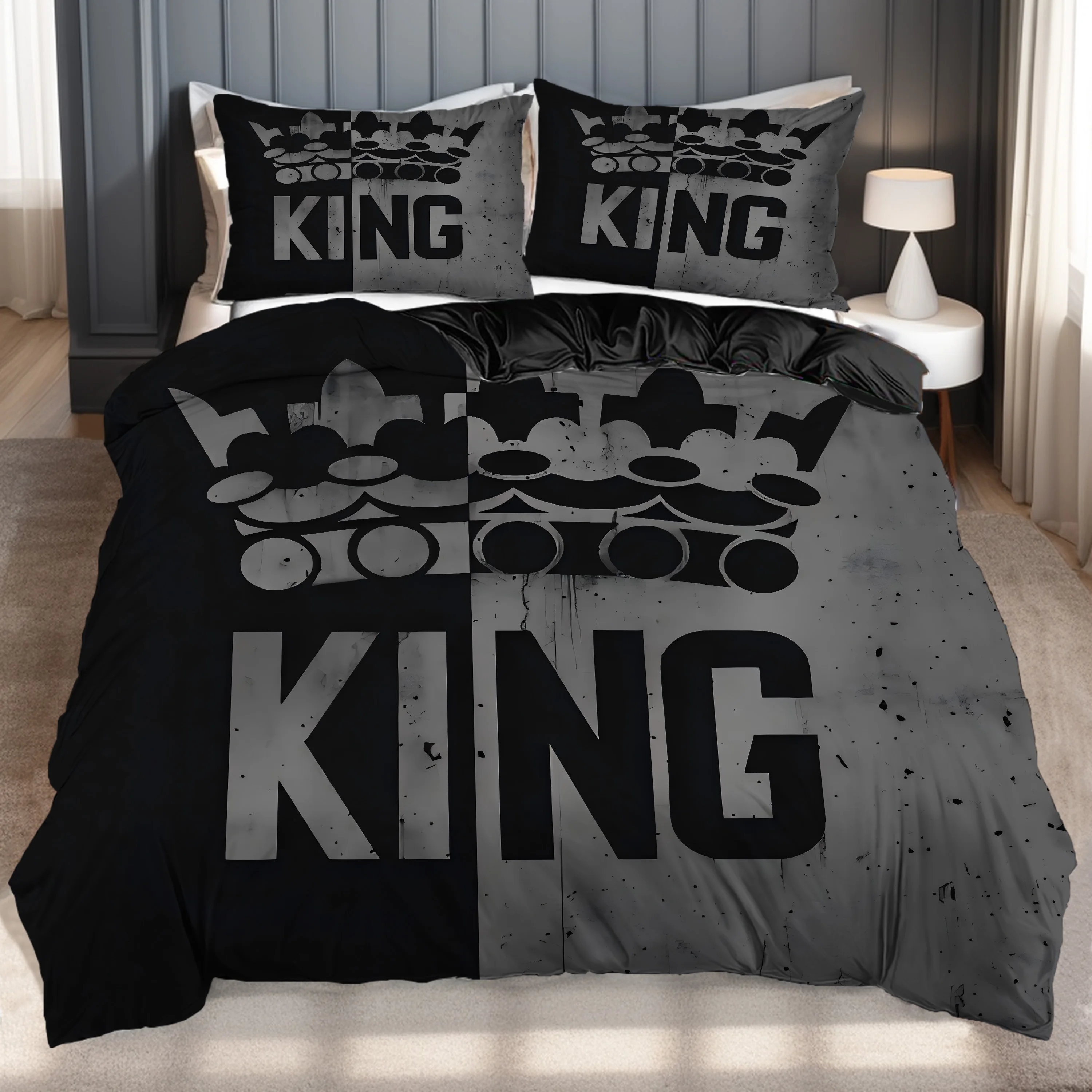 Королевская корона с 3D принтом в стиле пары, комплект постельного белья, серый, черный пододеяльник, мягкий удобный комплект пододеяльников из полиэстера
Королевская корона с 3D принтом в стиле пары, комплект постельного белья, серый, черный пододеяльник, мягкий удобный комплект пододеяльников из полиэстера