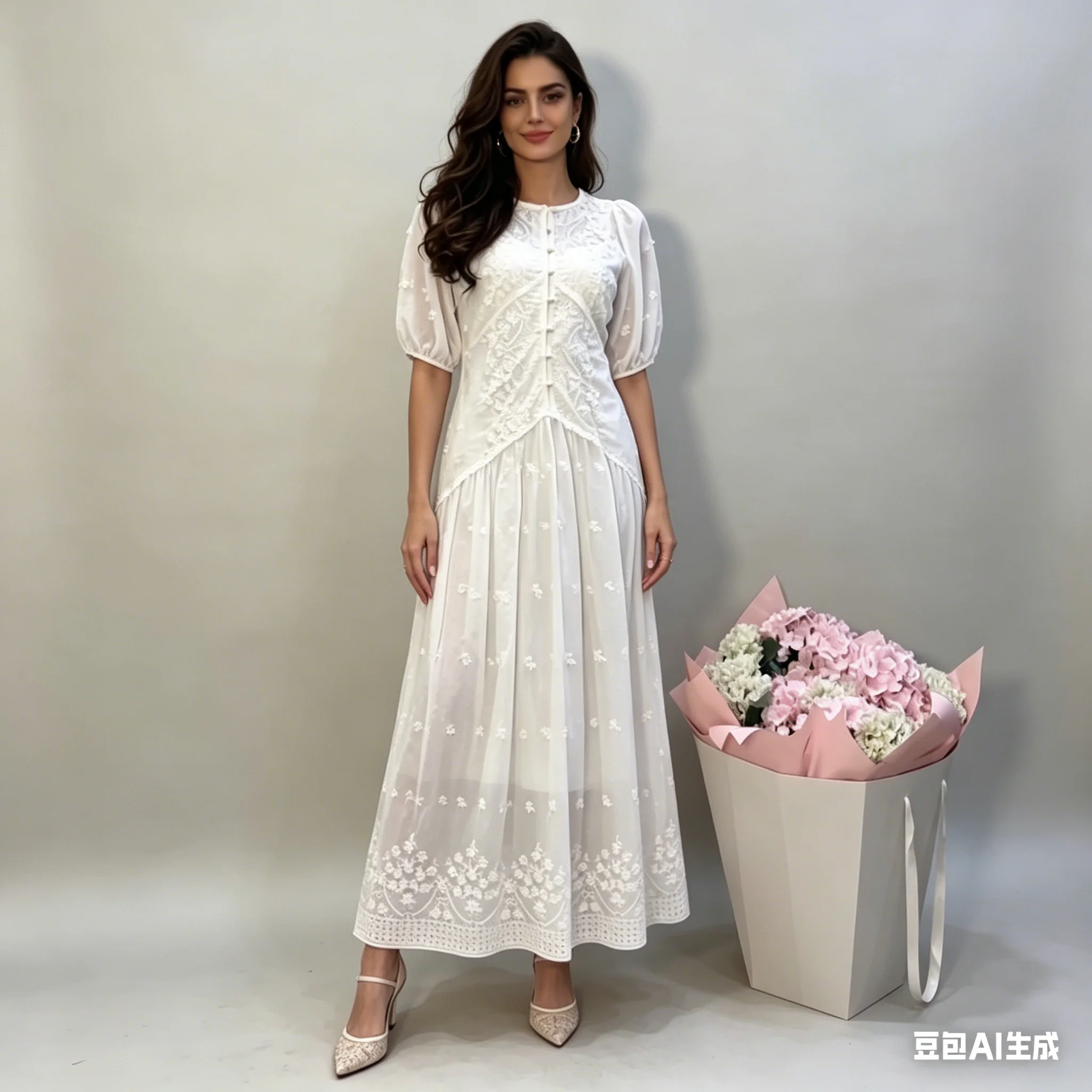 CiCi 2026 New Embroidery Puff Sleeve Maxi Dress Women Round Neck Button Front Elegant Spring Summer Casual
CiCi 2026 New Embroidery Puff Sleeve Maxi Dress Women Round Neck Button Front Elegant Spring Summer Casual