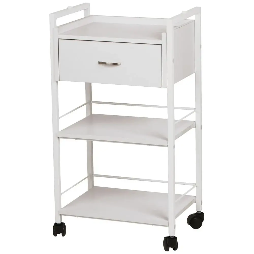 Jenny Trolley Cart 3Tier Rolling Utility Cart for Spas, Estheticians amp Salons, White Wood Organizer with Drawer, Open Shelves
Jenny Trolley Cart 3Tier Rolling Utility Cart for Spas, Estheticians amp Salons, White Wood Organizer with Drawer, Open Shelves