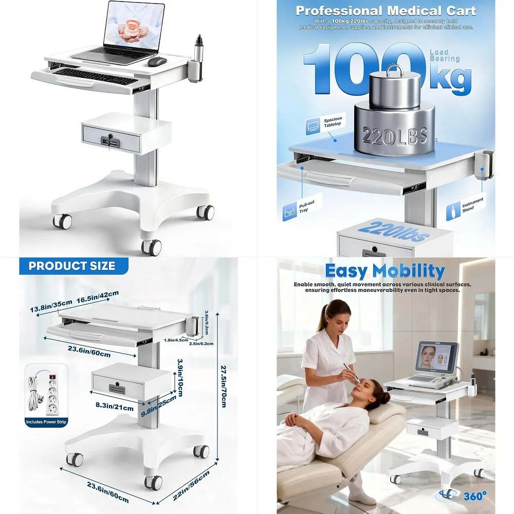 Medical Trolley Cart with Laptop Tray amp Oral Scanner Holder 220LBS, Mobile Workstation with Wheels amp Drawer for Hospital De
Medical Trolley Cart with Laptop Tray amp Oral Scanner Holder 220LBS, Mobile Workstation with Wheels amp Drawer for Hospital De