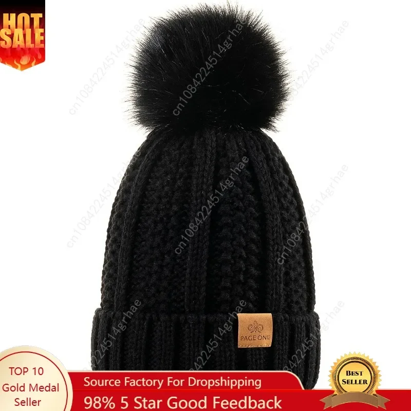 PAGE ONE Womens Winter Thick Cable Knit Beanie Faux Fur Pom Hat Fleece Lined Skull Cap
PAGE ONE Womens Winter Thick Cable Knit Beanie Faux Fur Pom Hat Fleece Lined Skull Cap