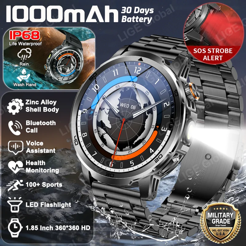 LIGE New Military Outdoor 1000mAh Large Battery Smart Watch Men 1.85" AMOLED IP68 Waterproof BT Call Sports Fitness Bracelet Man
LIGE New Military Outdoor 1000mAh Large Battery Smart Watch Men 1.85" AMOLED IP68 Waterproof BT Call Sports Fitness Bracelet Man