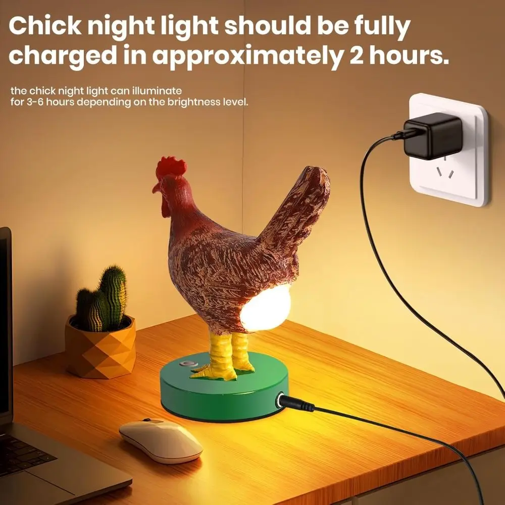 Funny Chicken Egg Lamp with Egg in Butt with Touch Switch 3D Chicken Night Light Dimmable Lifelike Rooster Lamp
Funny Chicken Egg Lamp with Egg in Butt with Touch Switch 3D Chicken Night Light Dimmable Lifelike Rooster Lamp