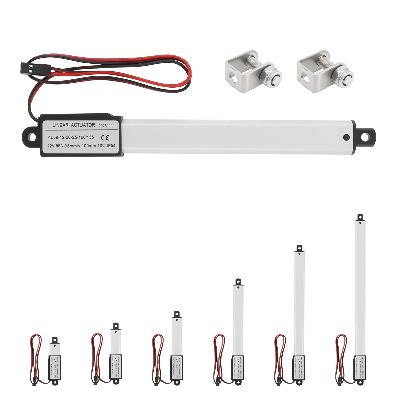 10-200mm Stroke Mini Linear Actuator 12V 9.5mm/s 96N/21.58lbs Electric Reciprocating Lifting Linear Motion Actuator with Bracket
10-200mm Stroke Mini Linear Actuator 12V 9.5mm/s 96N/21.58lbs Electric Reciprocating Lifting Linear Motion Actuator with Bracket