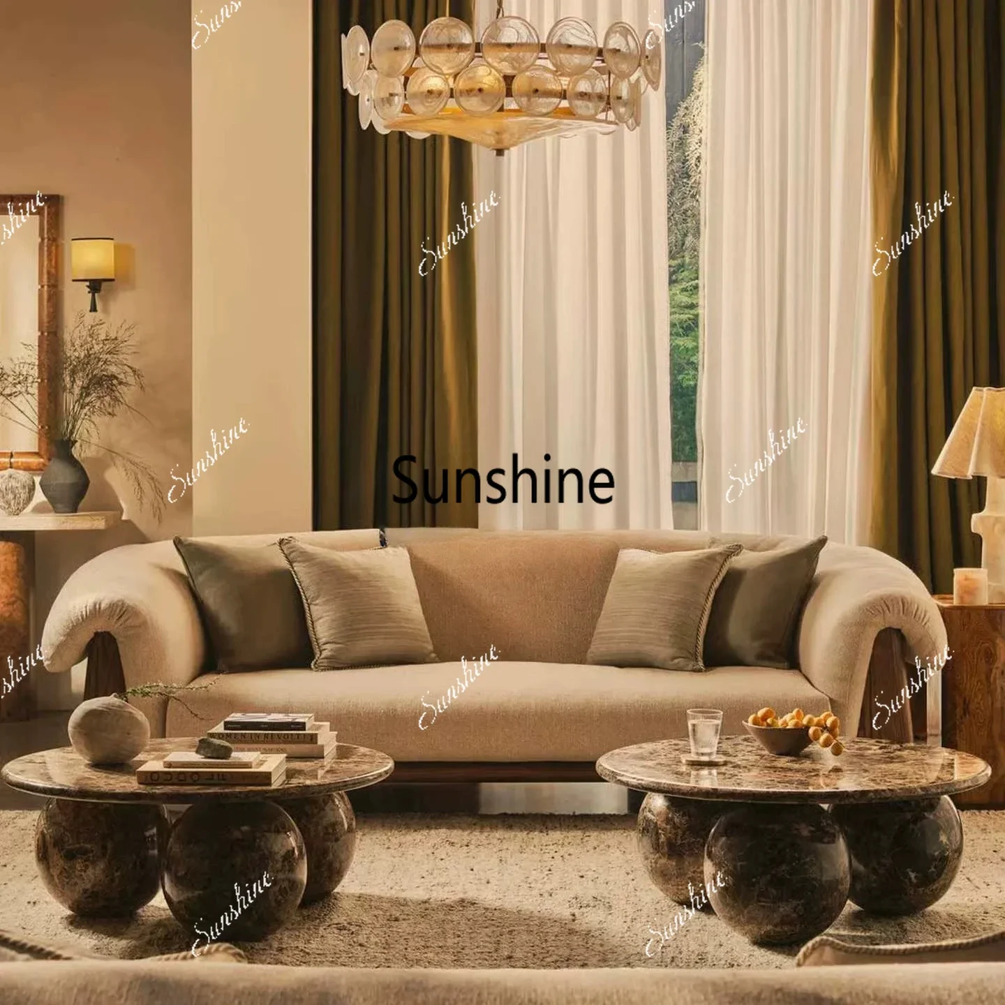 Medieval solid wood living room fabric double triple sofa
Medieval solid wood living room fabric double triple sofa
