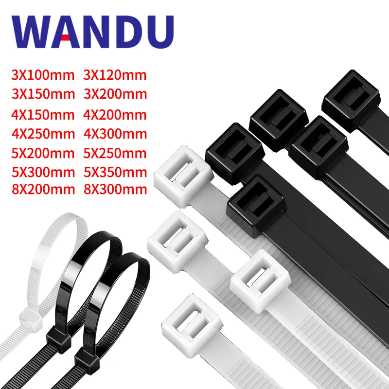 100Pcs Wandu Self Locking Nylon Cable Ties Plastic Cord Tie Heavy Duty Cables Fastening Rings Loop Hardware Organizer Wire Strap
100Pcs Wandu Self Locking Nylon Cable Ties Plastic Cord Tie Heavy Duty Cables Fastening Rings Loop Hardware Organizer Wire Strap