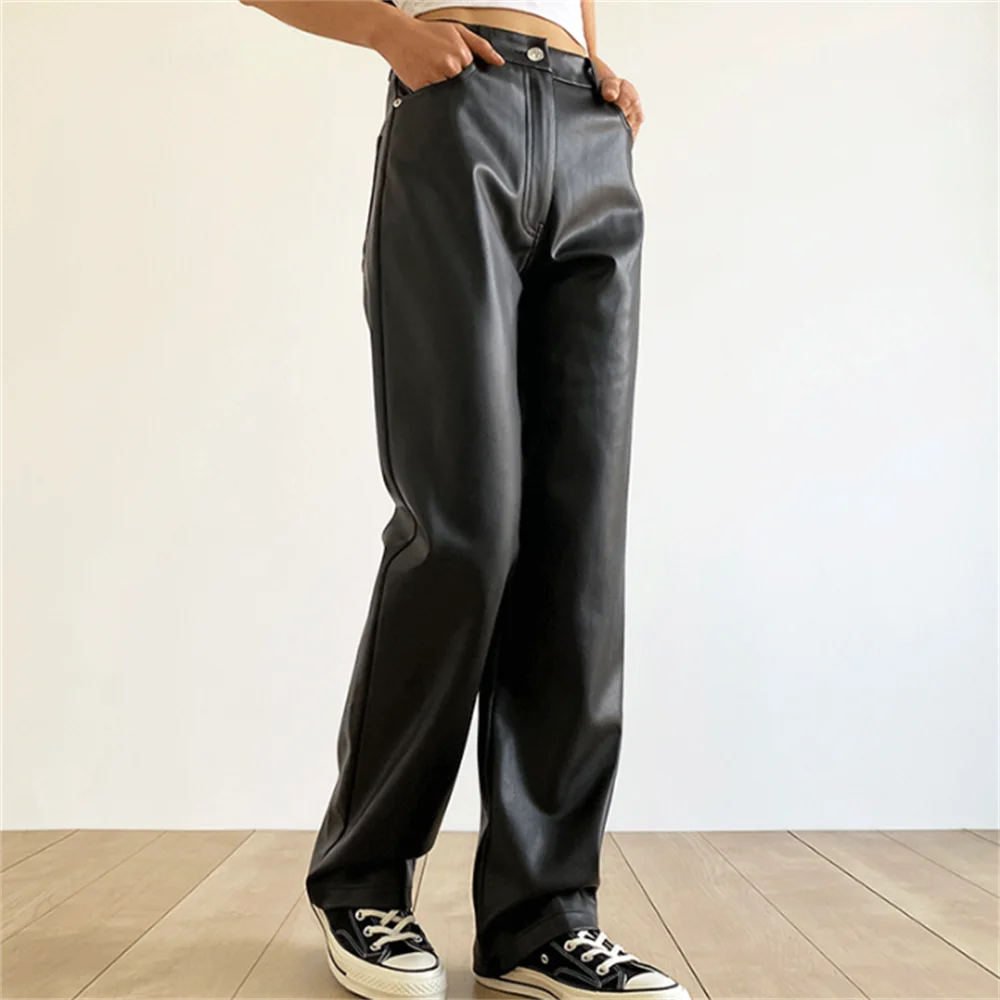 Pu leather pants vintage loose wide-legged straight tube leather pants sexy long pants
Pu leather pants vintage loose wide-legged straight tube leather pants sexy long pants