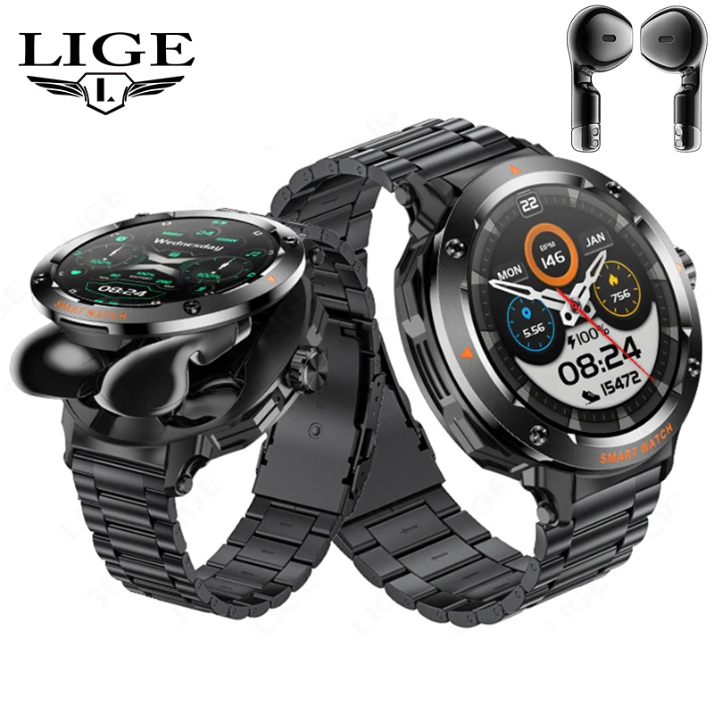 New Men's 2 In 1 Headset Smart Watch Bluetooth Call Heart Rate Health Music Headphones Watches Sport NFC Smartwatches Calculator
New Men's 2 In 1 Headset Smart Watch Bluetooth Call Heart Rate Health Music Headphones Watches Sport NFC Smartwatches Calculator
