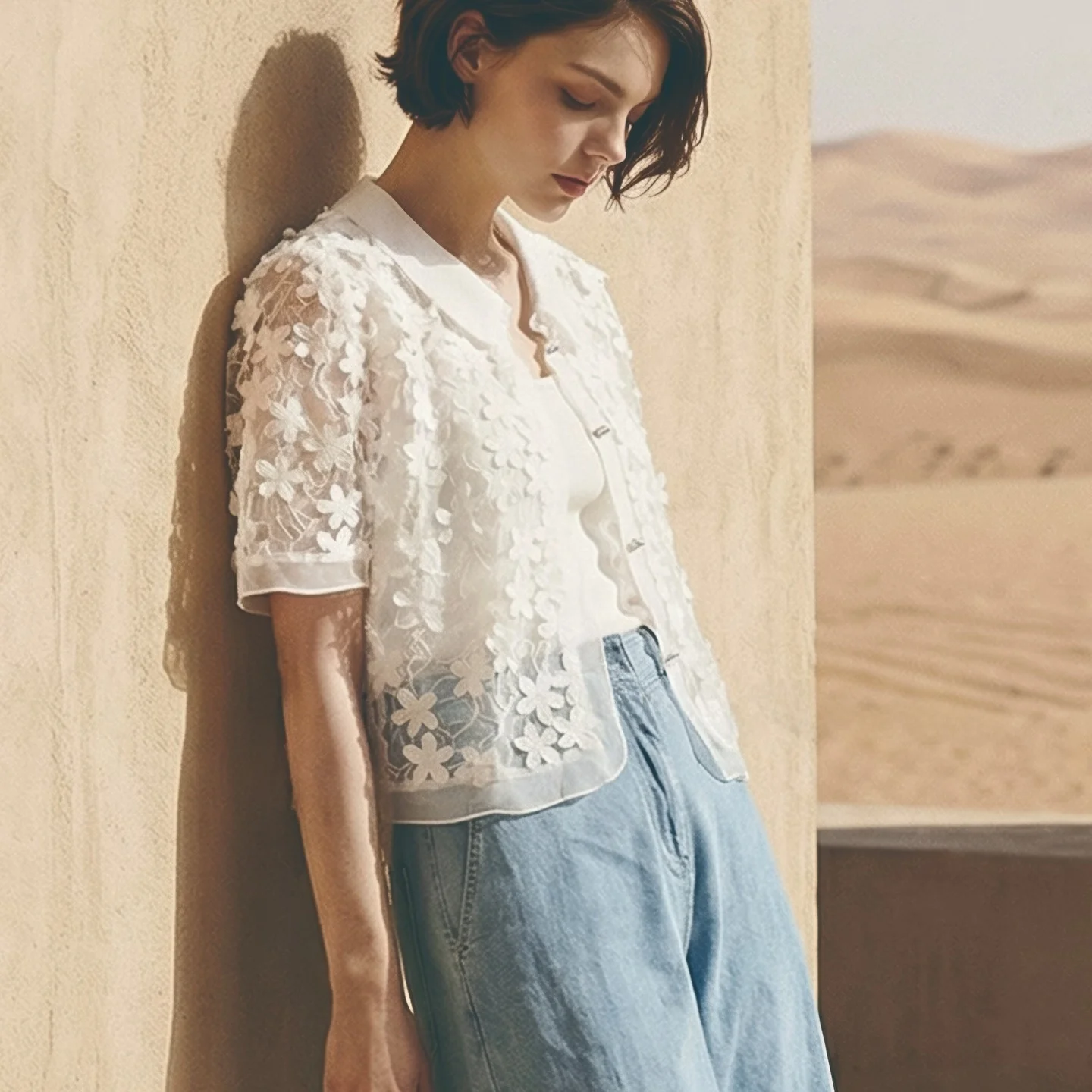 Elegant Lace Shirt with Stand Collar Short Sleeve 3D Flower Embroidery Commute Style Versatile Top Women's Fashion Shirt
Elegant Lace Shirt with Stand Collar Short Sleeve 3D Flower Embroidery Commute Style Versatile Top Women's Fashion Shirt