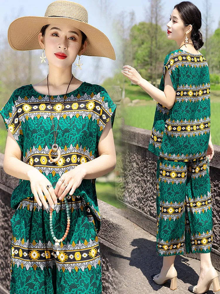 Pure Cotton Silk Short Sleeve Set Women's Fashionable Mom Summer Home Clothes Sleepwear Seven-Foot Pants Two-Piece Set
Pure Cotton Silk Short Sleeve Set Women's Fashionable Mom Summer Home Clothes Sleepwear Seven-Foot Pants Two-Piece Set
