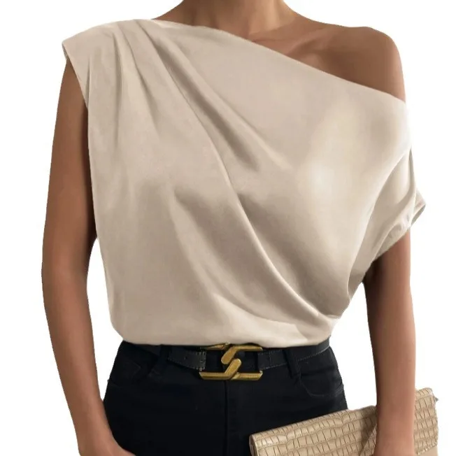Spring 2025 Women's Satin irt Svel One-oulder Irregular Hem Loose Fit Pure Color Polyester Fiber Casual irt
Spring 2025 Women's Satin irt Svel One-oulder Irregular Hem Loose Fit Pure Color Polyester Fiber Casual irt