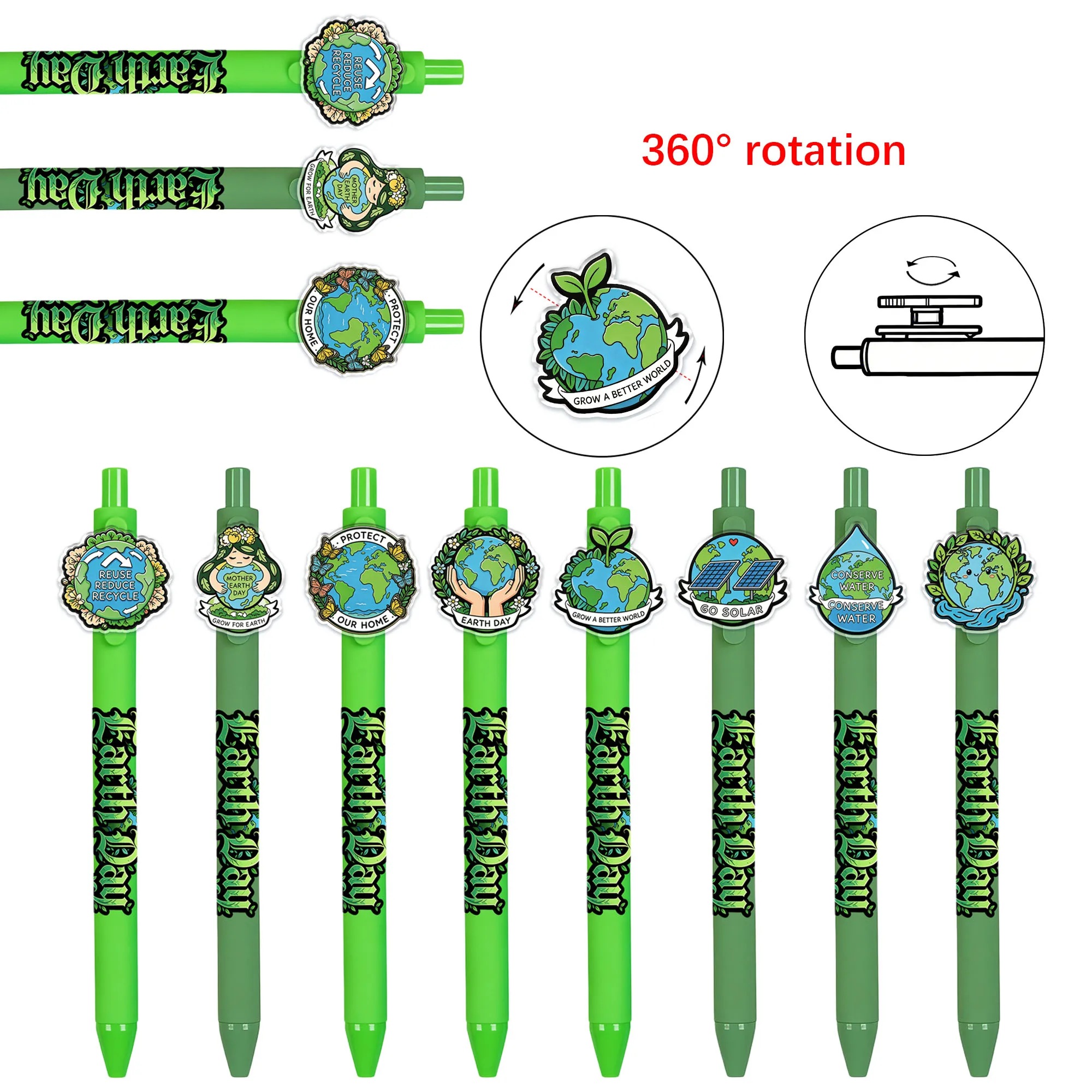 10pcs Creative Earth Protection Theme Press Ball Pattern for Rotating Writing Smooth Black Ink Student Writing Gift Pen
10pcs Creative Earth Protection Theme Press Ball Pattern for Rotating Writing Smooth Black Ink Student Writing Gift Pen