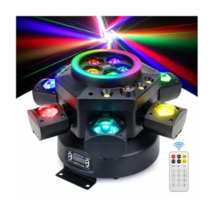 150W 6-Arm Spider Moving Head DJ Light - RGBW Bee-Eye Beam, Starry Laser, White and Amber Strobe, Halo Ring - DMX512 Sound Acti
150W 6-Arm Spider Moving Head DJ Light - RGBW Bee-Eye Beam, Starry Laser, White and Amber Strobe, Halo Ring - DMX512 Sound Acti