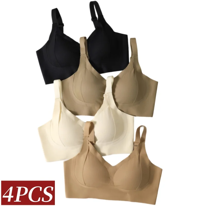 4 шт./компл. бесшовные бюстгальтеры для женщин, сексуальные топы с мягкой подкладкой, нижнее белье с v-образным вырезом, бюстгальтеры без косточек, широкие бретели, женское нижнее белье M-4XL
4 шт./компл. бесшовные бюстгальтеры для женщин, сексуальные топы с мягкой подкладкой, нижнее белье с v-образным вырезом, бюстгальтеры без косточек, широкие бретели, женское нижнее белье M-4XL