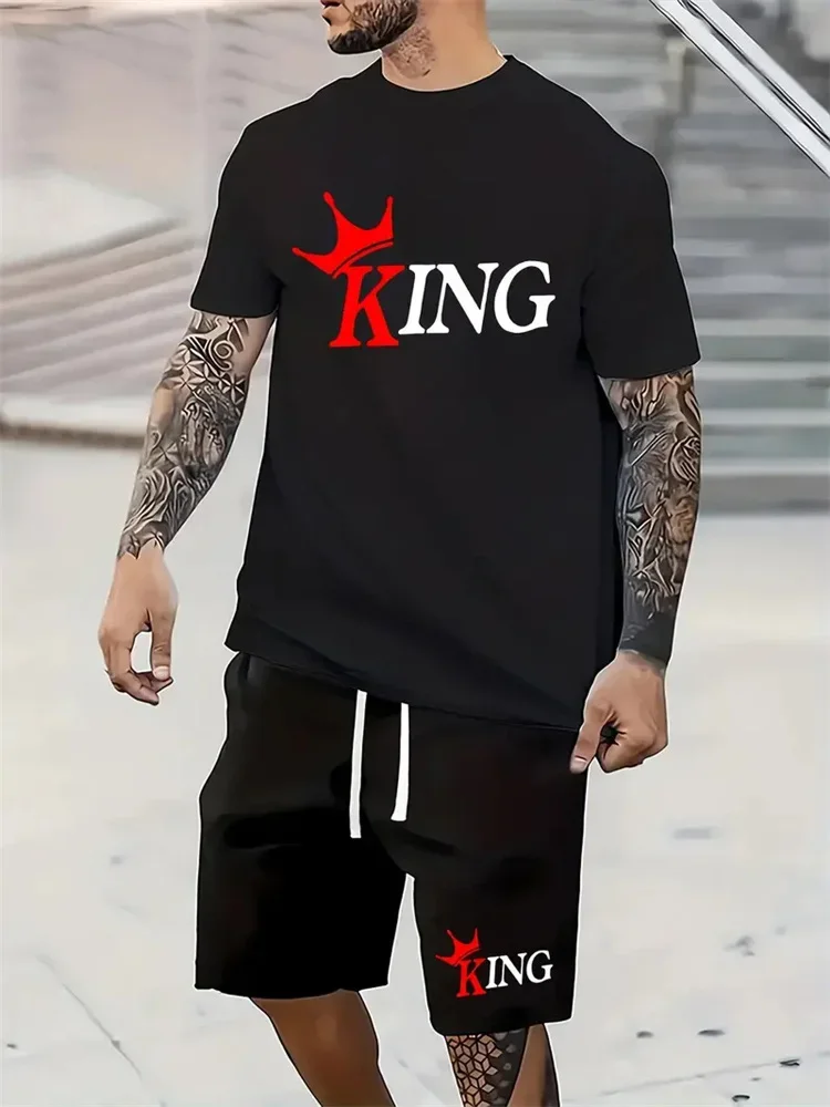 New Summer Shorts Short Sleeve 2 Pieces Fashion Everyday Suit King Letter Print T-Shirt Suit Outdoor Streetwear Sports Suit
New Summer Shorts Short Sleeve 2 Pieces Fashion Everyday Suit King Letter Print T-Shirt Suit Outdoor Streetwear Sports Suit