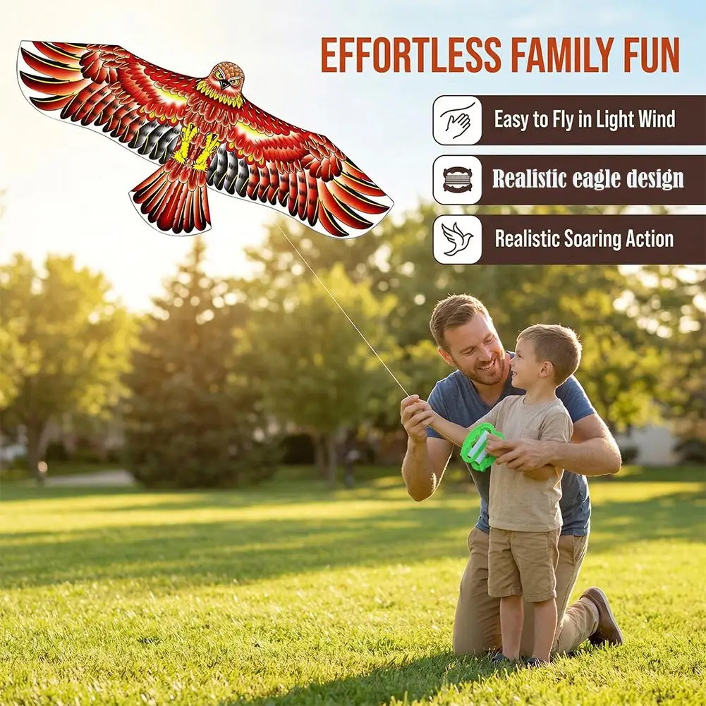 1.1m Realistic Eagle Kite with 30m Line Handle, Bird Deterrent Outdoor Fun, Durable Fabric, Easy Fly for Kids Adults
1.1m Realistic Eagle Kite with 30m Line Handle, Bird Deterrent Outdoor Fun, Durable Fabric, Easy Fly for Kids Adults