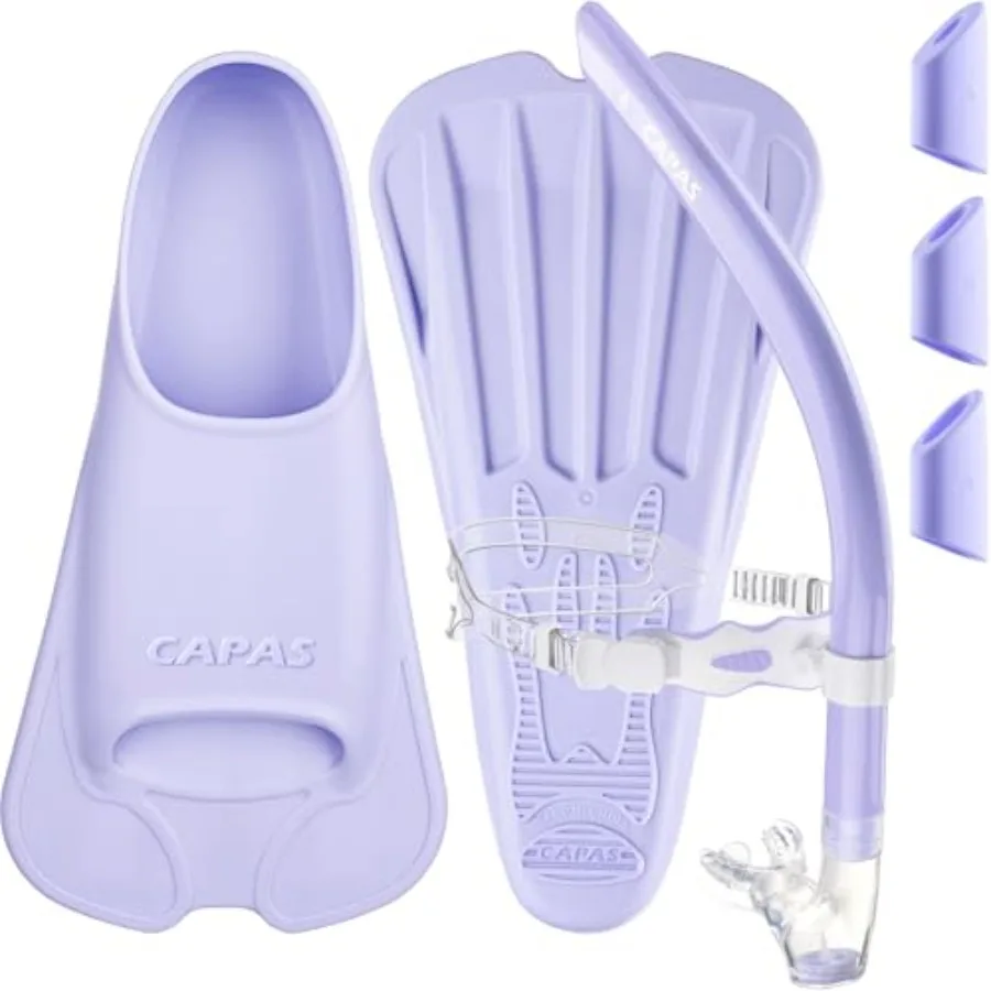 Swim Training Fins and Snorkel Set for Lap Swimming Purple Polypropylene Fins Size M US Male 7.5-8.5/ US Female 8.5-9.5 Lightwe
Swim Training Fins and Snorkel Set for Lap Swimming Purple Polypropylene Fins Size M US Male 7.5-8.5/ US Female 8.5-9.5 Lightwe