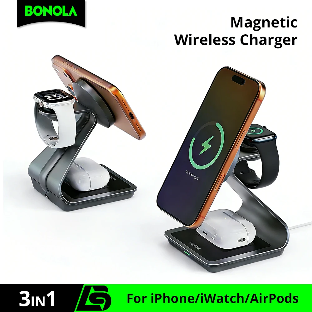 Bonola Magnetic 3 in 1 Wireless Charger 25W for iPhone 17 Pro/17 Pro Max Desk Fast Charging Station for Apple Watch/AirPods Pro
Bonola Magnetic 3 in 1 Wireless Charger 25W for iPhone 17 Pro/17 Pro Max Desk Fast Charging Station for Apple Watch/AirPods Pro