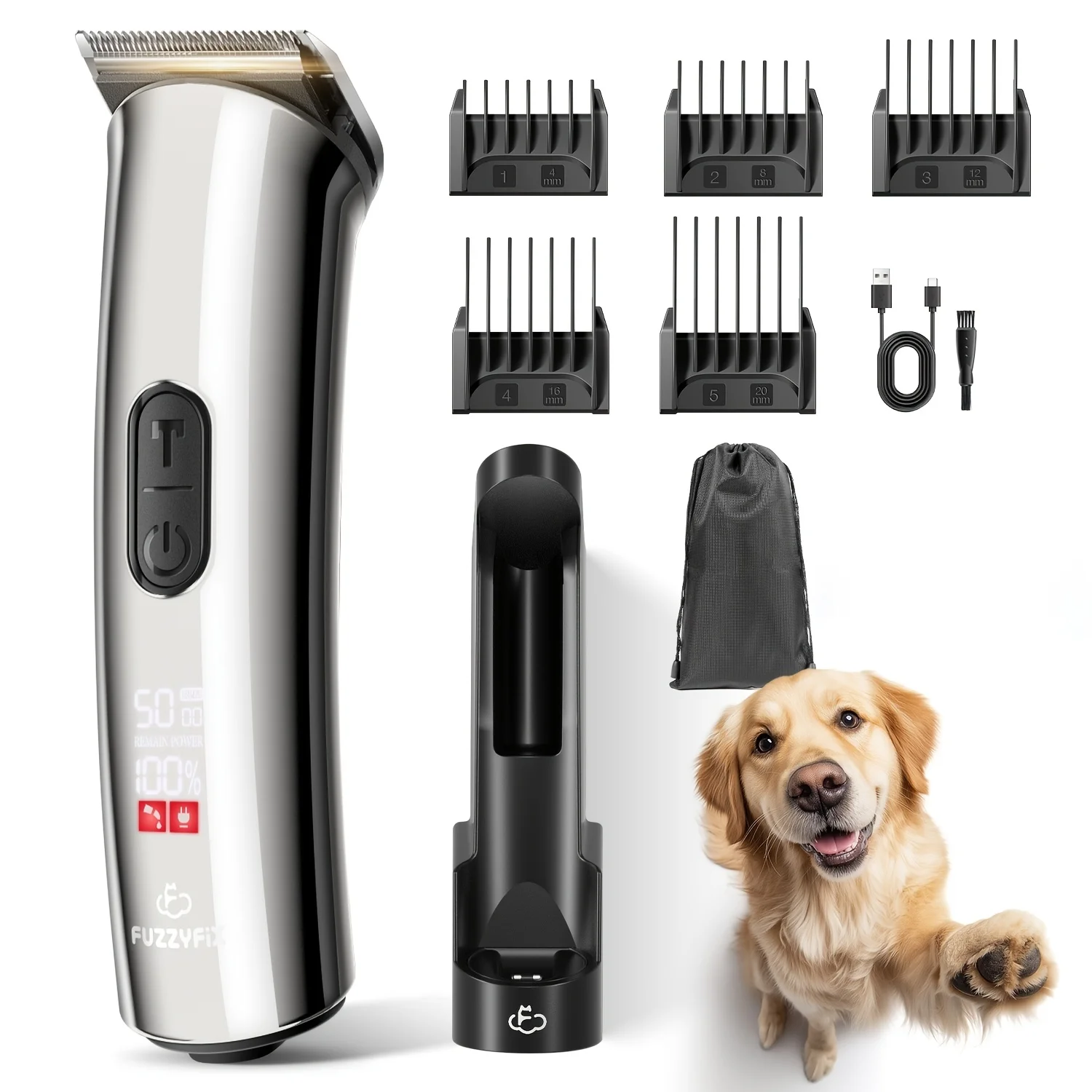 Professional Dog Grooming Clippers with Charging Dock, 5-In-1 Adjustable Blade Cordless Pet Grooming Kit 5 Speed Rechargeable Trimmer Hair Shaver with Detachable Guide Combs for Animal Horse
Professional Dog Grooming Clippers with Charging Dock, 5-In-1 Adjustable Blade Cordless Pet Grooming Kit 5 Speed Rechargeable Trimmer Hair Shaver with Detachable Guide Combs for Animal Horse