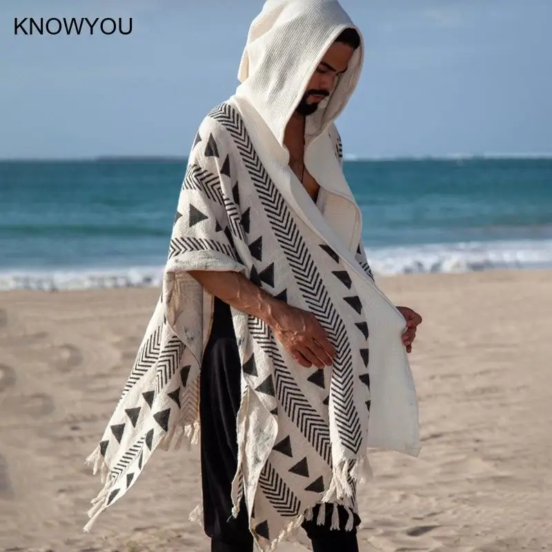 Men's Long White Cardigan Hooded Capes Sun Protection Shirt Men Holiday Cardigan Fringe Long Pashmina Shawls Beachwear
Men's Long White Cardigan Hooded Capes Sun Protection Shirt Men Holiday Cardigan Fringe Long Pashmina Shawls Beachwear