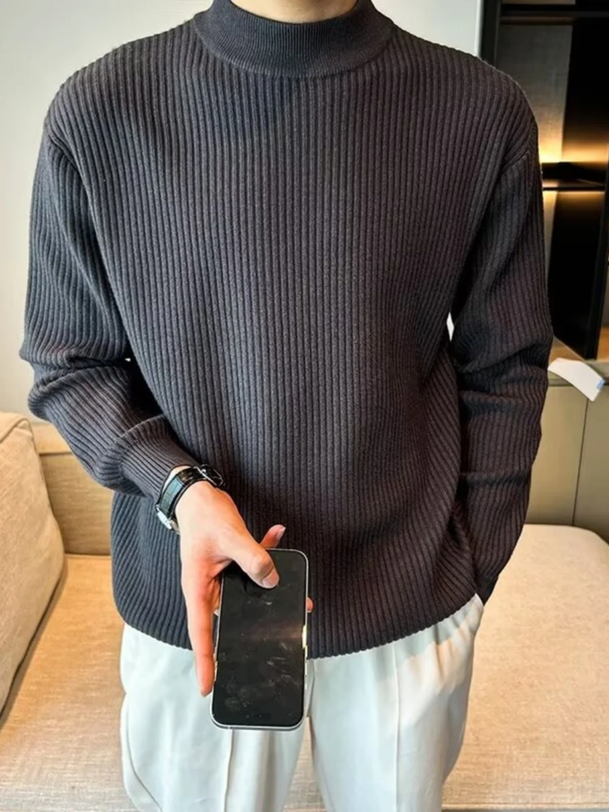 Men's Knitted Sweater Long Sve f High Ne Texture Bla Autumn Winter Faionable Inner Wear Casual Youth Sle Knitwear
Men's Knitted Sweater Long Sve f High Ne Texture Bla Autumn Winter Faionable Inner Wear Casual Youth Sle Knitwear