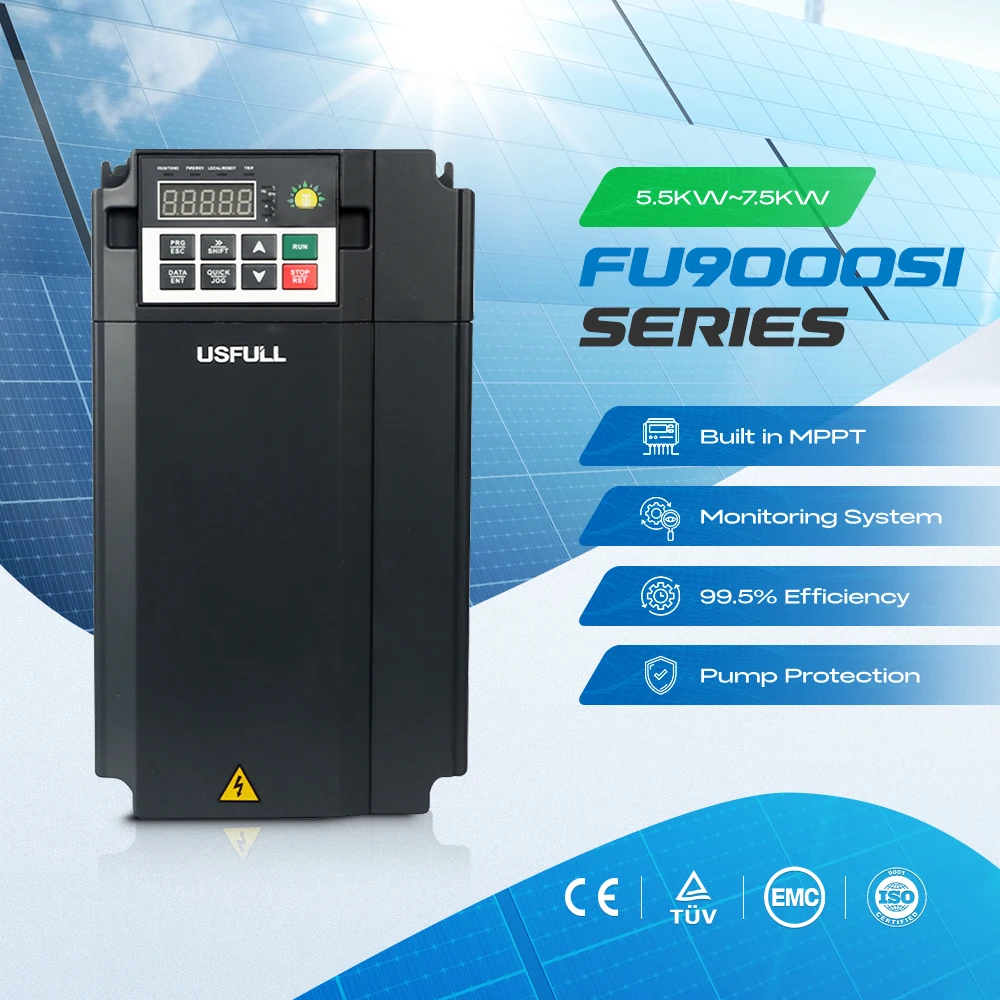 USFULL VFD 220v Single Phase to 3 Phase 380v 5.5kw 7.5kw dc/ac Variable Frequency Driver Solar Pump Inverter
USFULL VFD 220v Single Phase to 3 Phase 380v 5.5kw 7.5kw dc/ac Variable Frequency Driver Solar Pump Inverter