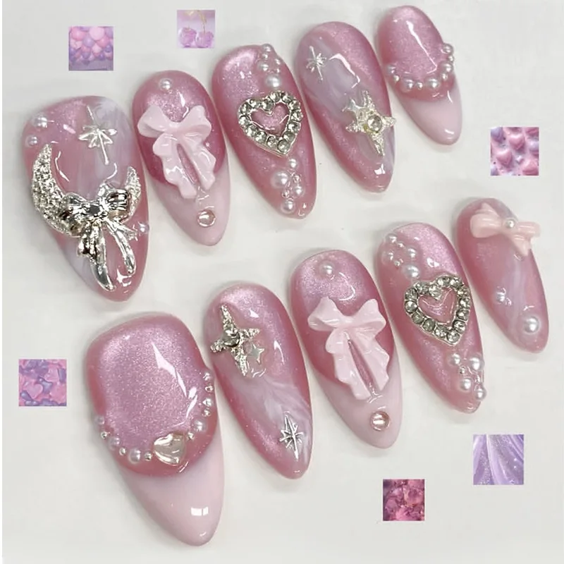 24pcs Cat's Eye Pink Purple False Nails Tip Shiny Love Bow Design Press on Nails Almond Reusable French Fake Nail Pearl Manicure
24pcs Cat's Eye Pink Purple False Nails Tip Shiny Love Bow Design Press on Nails Almond Reusable French Fake Nail Pearl Manicure