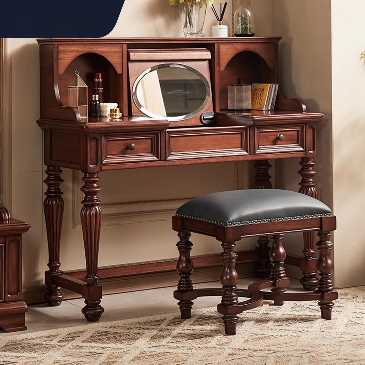 Mahogany core wood all solid wood dresser 1.2 meters American simple makeup table
Mahogany core wood all solid wood dresser 1.2 meters American simple makeup table