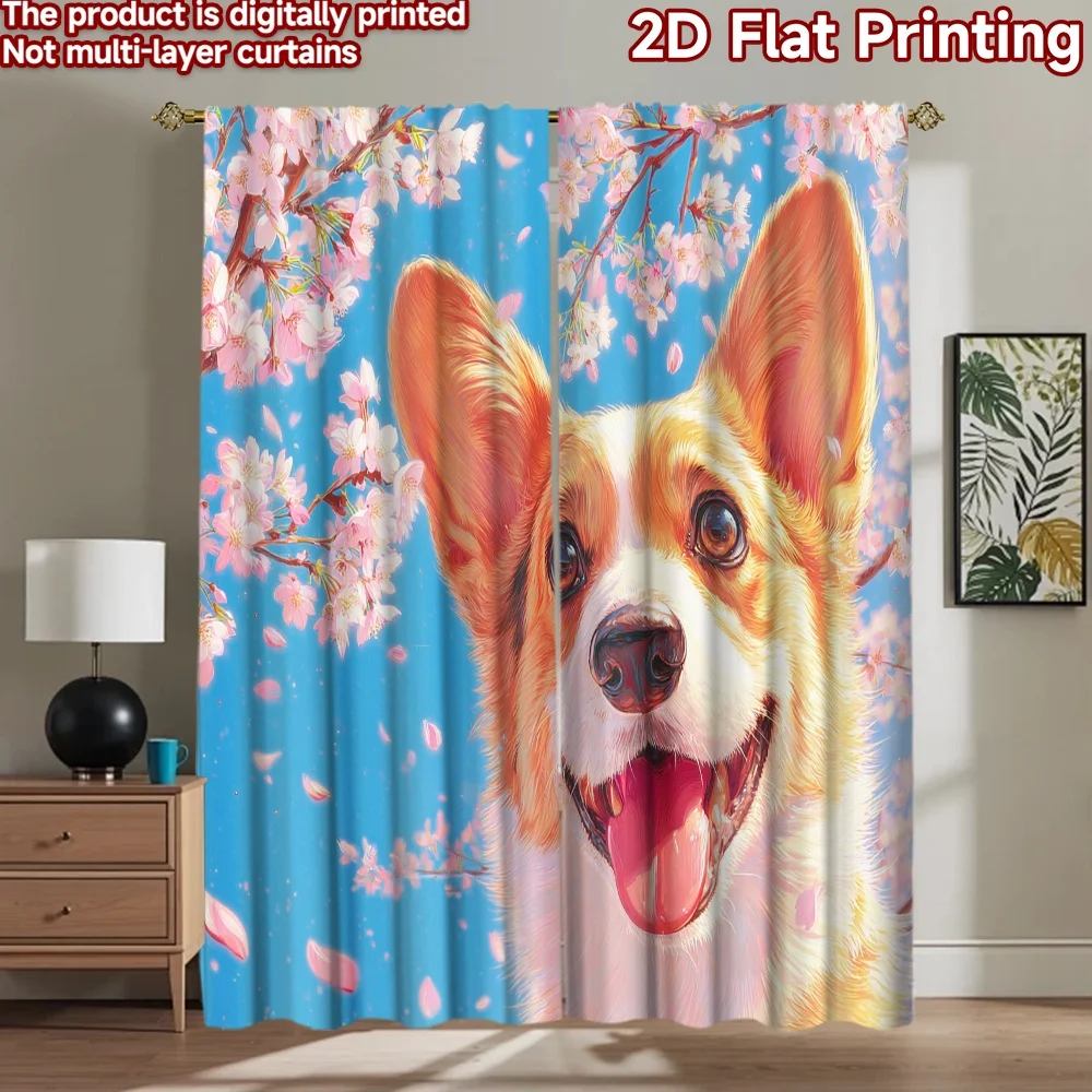 2D flat printing 2pcs Window Drapes Corgi Cherry Blossom Happiness Digital Printed Polyester Drapes Holiday Decorations for
2D flat printing 2pcs Window Drapes Corgi Cherry Blossom Happiness Digital Printed Polyester Drapes Holiday Decorations for