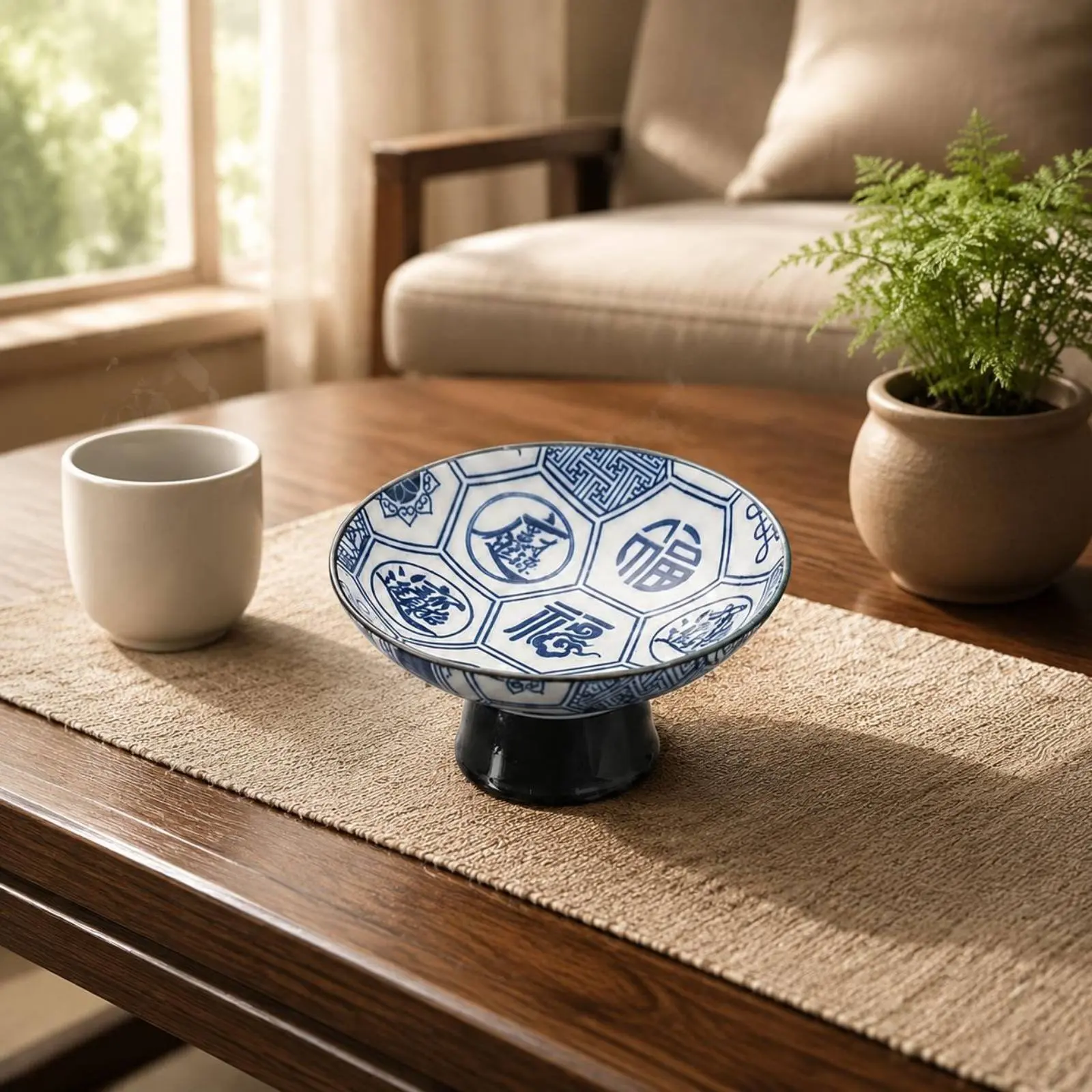 Blue and White Pedestal Bowl Decorative Porcelain Tea Snack Plate Pedestal Dessert Plate Easy to Clean Tableware for Living Room
Blue and White Pedestal Bowl Decorative Porcelain Tea Snack Plate Pedestal Dessert Plate Easy to Clean Tableware for Living Room