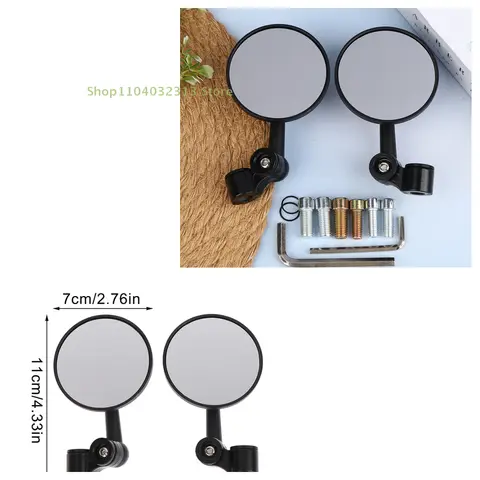 1pairmotor aaccessories liga de alumínio barra redonda final espelhos traseiros para moto espelhos retrovisores moto scooters espelho retrovisor