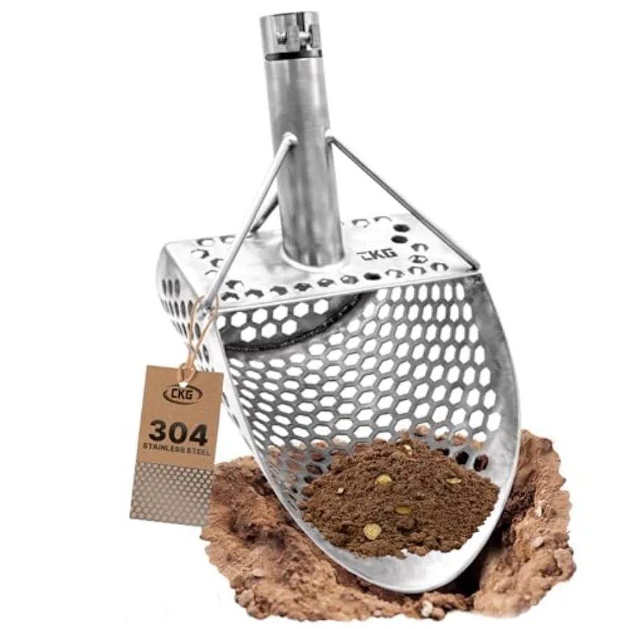 CKG Sand Scoop for Metal Detecting Heavy Duty Sand Sifter Scoop Stainless Steel 304 Metal Detector Scoop Shovel for Treasure Hu
CKG Sand Scoop for Metal Detecting Heavy Duty Sand Sifter Scoop Stainless Steel 304 Metal Detector Scoop Shovel for Treasure Hu