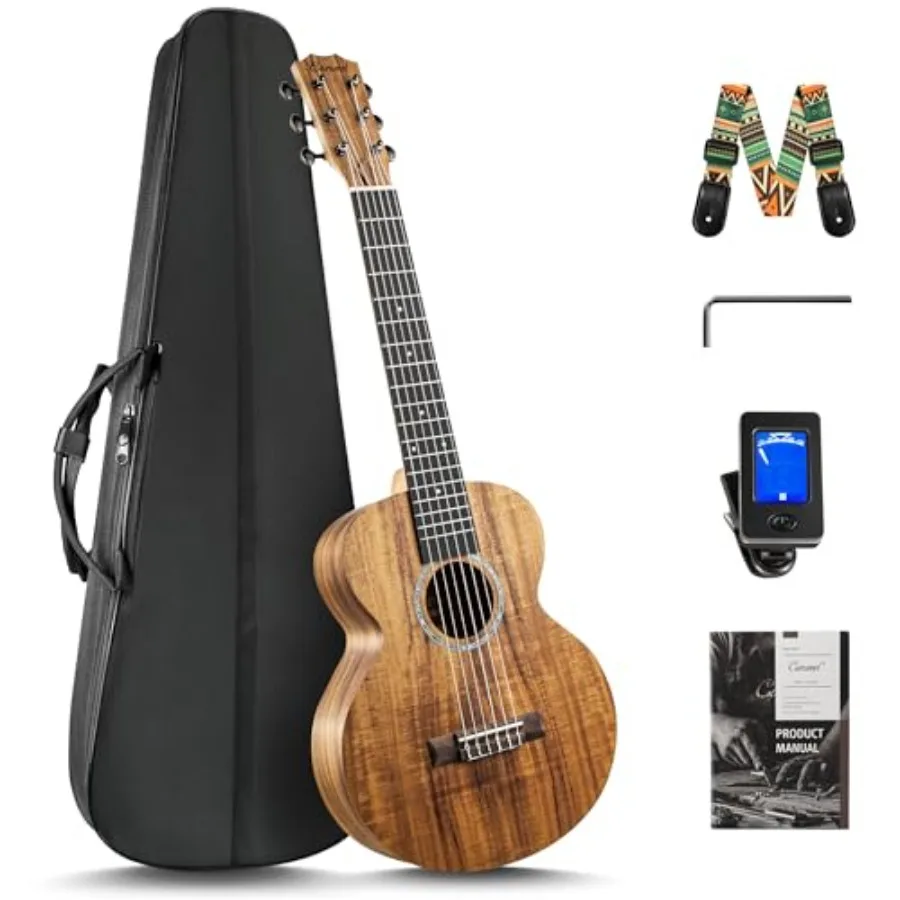 Beginner travel guitalele for outdoor use, acacia wood body in natural finish, lightweight and compact 30-inch 6-string design
Beginner travel guitalele for outdoor use, acacia wood body in natural finish, lightweight and compact 30-inch 6-string design